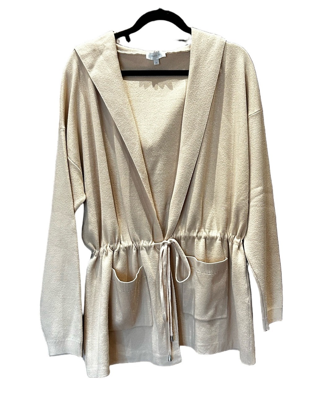 Matty M Camel Hooded, Cinch Waist Cardigan, Size 2X